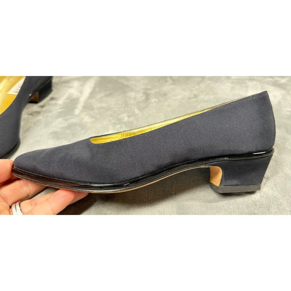 Pancaldi 1888 Womens 8 B Navy Grosgrain Pumps Kitten Heel Italy
